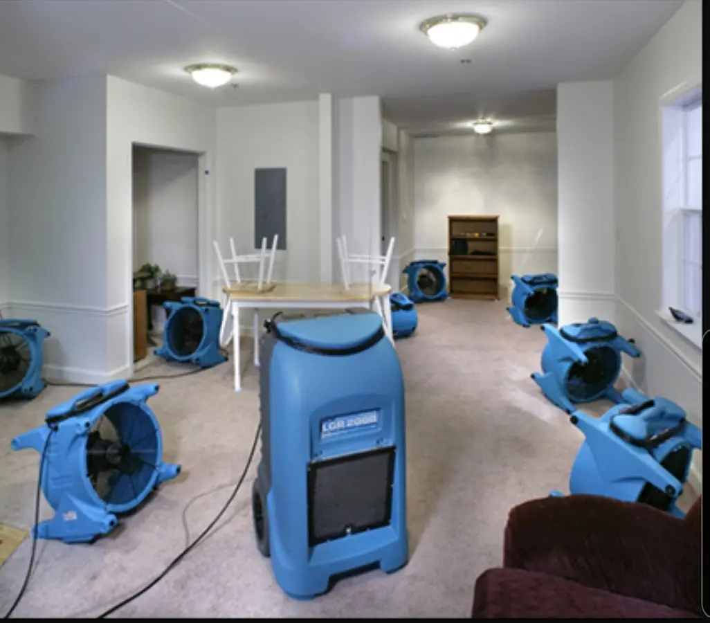 Air movers and dehumidifier setup for Water Extraction & Removal in East Hampton